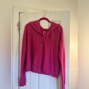 Free People Pink Cashmere Hooded Sweater Medium